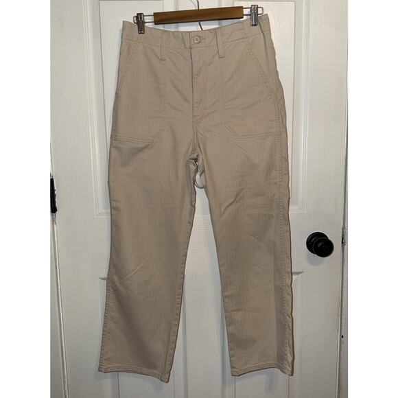 Levi’s Women’s Cream Wide Leg Utility Pants Size 28 Striped Cotton High Rise - Picture 1 of 7